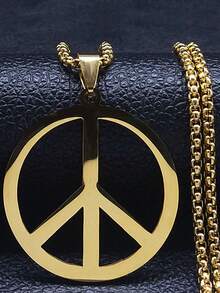Collar con colgante de acero inoxidable negro con símbolo de la paz, estilo gótico punk para hombres - collar - Ver 9