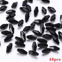48pcs Long Glass Beads 6*12mm Red Bead Assortments For DIY Jewelry Making, Handmade Crafts Bracelets & Necklaces