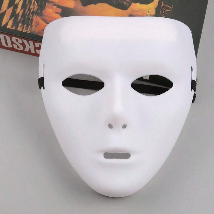 5pcs/Set White Full Face Mask, Stage Performance, Photo Shooting, Makeup, Party, Solid Color PVC Plastic Halloween - White - View 1