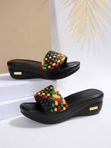 Giày sandal đế xuồng dệt kiểu Âu & Mỹ dành cho nữ, kiểu dáng thường ngày và thời trang, phù hợp với váy hè, đồ đi biển và đồ du lịch thiết yếu. - Nhiều màu - Xem 6