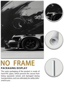3Pcs/Set, Optional Frame, High Quality Print Painting, Retro Style, Sports Car, Nostalgia, Car Lovers, Wall Art Poster, Home Decoration, Suitable For Living Room, Sofa, Bed, Hallway, Bedroom, Bathroom, Office, Perfect Art Gift, PVC Rigid Pipe Safety Packaging ,Wall Art With Frame