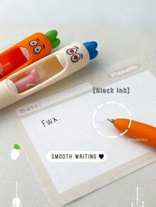 多表情胡萝卜形凝胶笔，创意新颖的返校文具，塑料材质黑色墨水，有趣的复活节礼物和派对赠品，卡通返校笔，学生和办公室使用的最佳选择，减压圆珠笔，趣味减压笔，生日礼物，圣诞礼物 - 独特的礼物