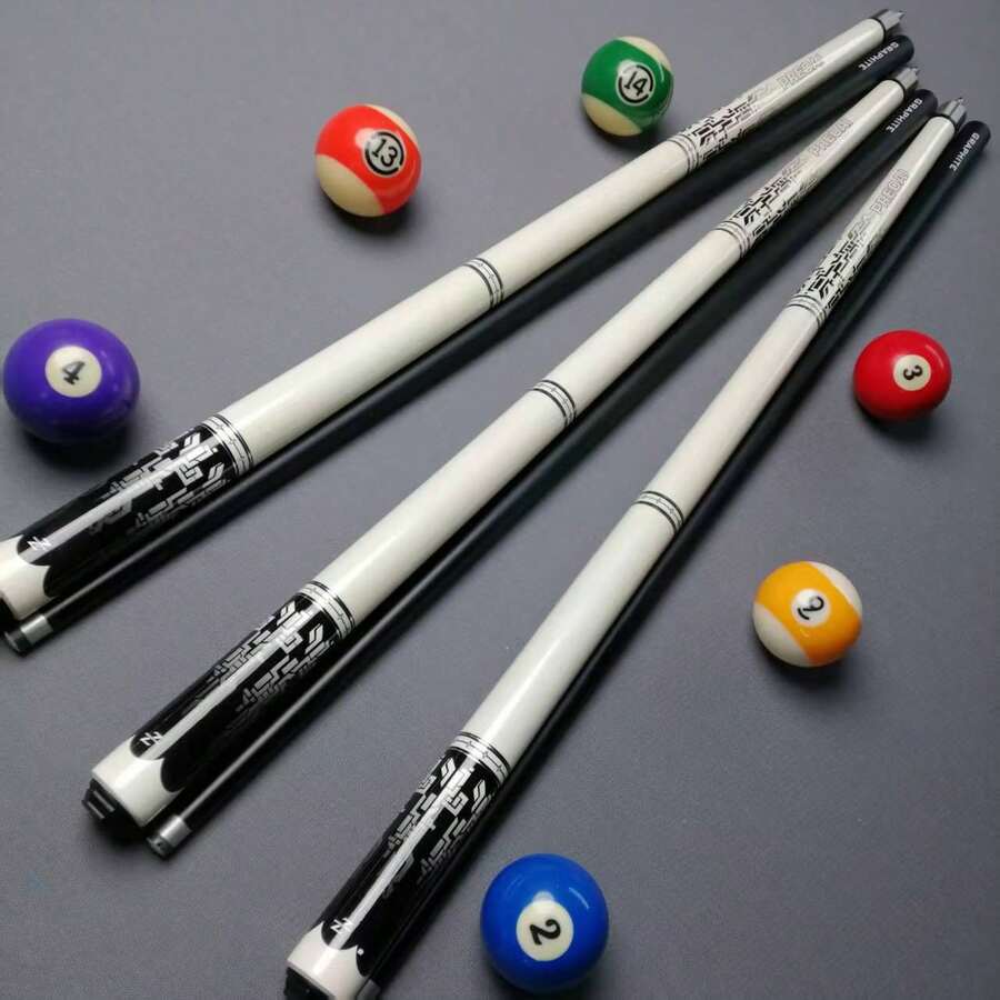 عصا بلياردو ذات رأس متوسط بحجم 11.5 ملم، لونين أبيض وأسود، مناسبة كهدية للعطلات - أبيض - مشاهدة 1