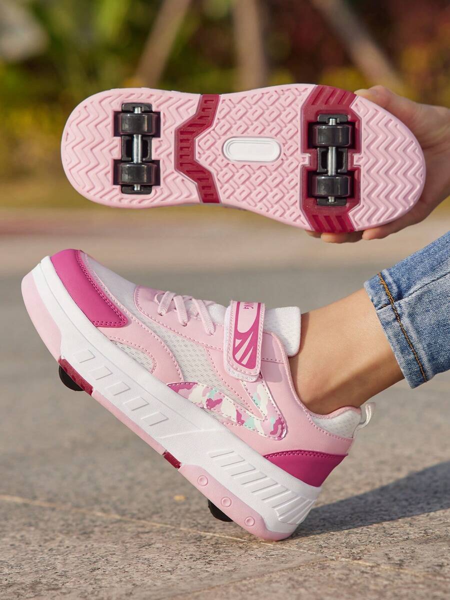 Outdoor Girls'/Boys' Removable Wheel Roller Skate Sneakers, Fashion Versatile Casual Skateboard Shoes