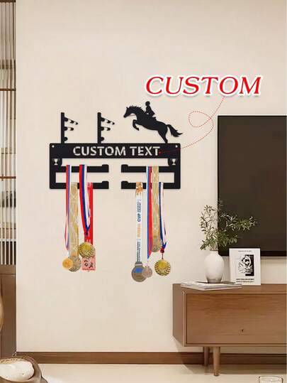 Custom Medal Hanger Horse Ribbon Holder, Sports Awards Ribbons With Name Holder, Horse Riding Medal Hanger Display Rack Equestrian Gift