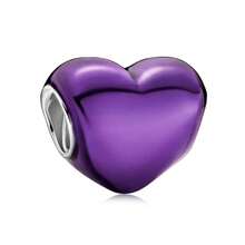 1 Pc Purple Series With Beads, Love & Flower & Bow & Castle & Mermaid & Star & Moon & Pearl Pendant Beads For DIY Bracelet/Necklace Wear, Explosive Jewelry To Make Birthday Daily Jewelry Gifts - Silver - View 3