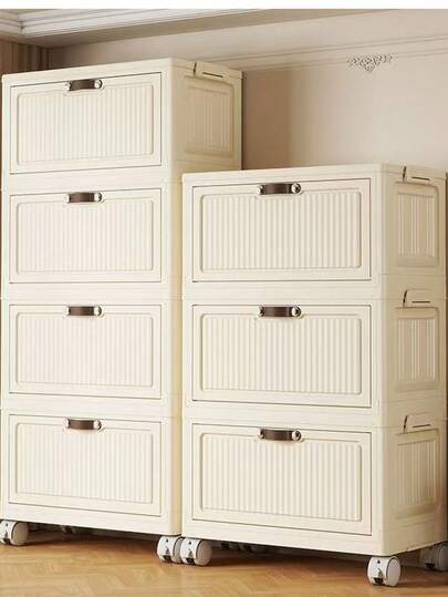 5/4/3/2/1단 조립 불필요 수납장, 아기/어린이 옷을 위한 침실 옷장, 플라스틱 접이식 수납 정리함