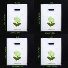 50pcs/Clothing Green Flower Handbag Fashion Women's Plastic Shopping Bag Fresh And Simple Jewelry Gift Bag Summer Cooling,Beach,Travel
