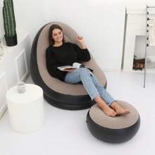 Nuevo sofá de felpa inflable para personas perezosas, sofá cama plegable con reposapiés, silla reclinable conveniente para exteriores
