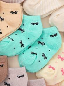 10 Randomly Packed Pairs Of Super Soft, Adorable Colorful Striped Socks With Bowknots And Hearts For Babies And Children - Multicolor - View 2