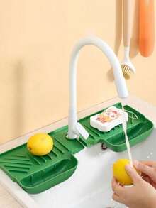 Multi-Functional Sink Drain Mat, Waterproof Countertop Water Splash Guard, Kitchen Sink Organizer Rack, Bathroom Vanity Top Drainage Pad - Multicolor - View 11