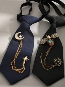 1 pieza Elegante corbata corta con decoración metálica de luna, estrella, insecto y floral en estilo Ins para mujeres