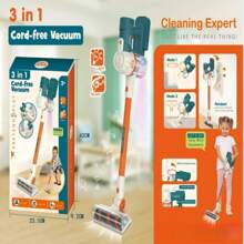 1 set Kit de jouet d'aspirateur électrique pour enfants (comprend l'aspirateur, 1 rallonge, 3 accessoires). Jouet de nettoyage réaliste, aide à développer des compétences pratiques et de bonnes habitudes de nettoyage. Jouet de jeu de rôle de nettoyage ménager. Cadeau pour Thanksgiving/Halloween/Noël/Anniversaire