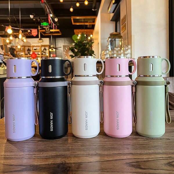 1 Stück Neuer Tee-Infuser aus Edelstahl Wasserflasche, thermoisolierte Reisemtasse mit hoher Kapazität mit Griff, Deckel und Seil