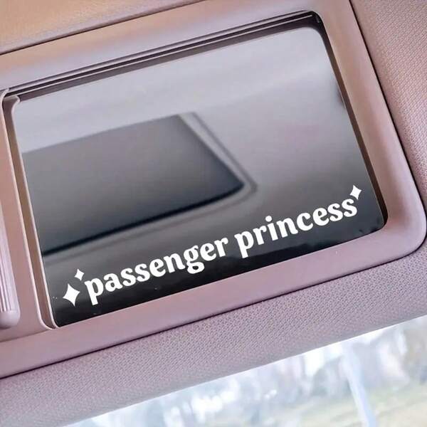 1pc Passenger Princess Car Mirror Sticker - Perfect For Ladies Gifts, Car Window Stickers, Plastic Materials, Car Accessories, Great For Ladies Gifts, Car Window Stickers