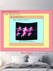 1pc Phantom Body Art Print Tapestry, Wall Decor, Ins Style, Polyester Hanging Tapestry For Living Room, Bedroom, Office, Dorm, Home Decoration, Party, With 3 Wall Nails And 2 Clips Included