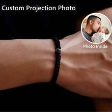 1pc Custom Projection Picture Bracelet For Men Personalized Photo Projection Hand-Woven Rope Memorial Jewelry Father Day Gift For HimBoy Friend Bracelet,Black,Stylish,Colorful,Vintage,Hipster,Simple,Y2k,2000s Fashion,Custom,Personalized,Unique,Her,Boyfriend,Girlfriend,Dad,Mom,Family,Friends,For Anniversaries,For Birthdays,For Graduation,For Prom,For Party,School Supplies,Back To School,For Office,For School,For Classroom,For Teacher Gifts,For University,For Colleague,For Dorm Rooms,For Teacher,For Boys And Girls,For Teenagers,Junior High School Students,Middle School Students,High School Senior High School Students,College Students,University Students,Freshman,Sophomore,Underclassmen,Jewelry & Watches,Chic Autumn,Elegant Outfit - Multicolor - View 2
