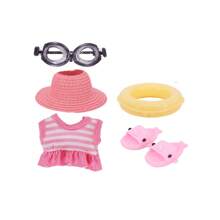 17cm Plüschpuppen Badeanzug Serie Outfit Set, abnehmbares Outfit, geeignet für 1. & 2. Generation LBB Outfits, Sitz-Party Kleidung (Puppe nicht enthalten)