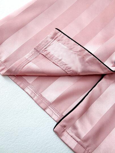 Gestreepte Jacquard Short Sleeve Shorts Pajama Set view 9