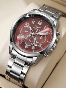 1 pieza Reloj de pulsera para hombre con correa de acero inoxidable de estilo mecánico de moda, diseño de lujo, gran regalo para el Día de la Madre