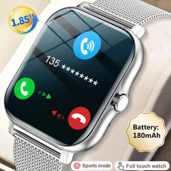 NEW 2025 1.85" Full Screen High Definition Touch Display Smart Watch For Men & Women, Make/Receive Calls, Step Tracking, Multiple Sports Modes, Call & Message Notification, Compatible With Android/IOS Phones