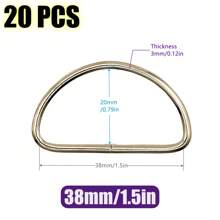 20 pièces/paquet Boucle de connexion en métal D Ring pour ceinture, sangle de sac à main, accessoire de sac, chaussure, DIY, couture. Tailles : 10/12/15/20/25/32/38 mm