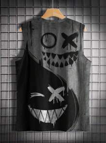 Parte superior sin mangas con cuello redondo y estampado 3D, de colores patchwork, para hombres de talla grande, estilo gótico de verano