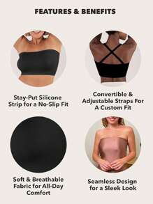 Sujetador sin tirantes para mujer antiarrugas y antideslizante, sujetador sin tirantes sin costuras (incluye tirantes para el hombro de regalo)
