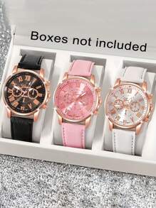 1/3/4/5 pièces Montres Élégantes pour Femmes en Quartz Romain - Cadran Rond à La Mode avec Bracelet, Idée de Cadeau Parfaite