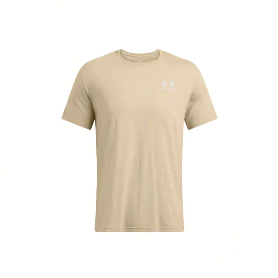 Under Armour Camiseta masculina UA Sportstyle de manga curta no peito esquerdo - Caqui - Ver 1