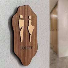9.8 Inch Nordic Style Male Female Bathroom Sign With Self-Adhesive Back,Acrylic Imitation Wood Grain Technology,Easy Installation, British Style Acrylic Toilet Sign For Bathroom, Restroom, And Changing Room Best Gifts Birthday Graduation