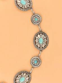 镂空波西米亚风可调节金属腰链，时尚女士腰带，几何图案金属装饰，适合派对、婚礼、春夏秋冬、夏季、秋季、万圣节等场合。