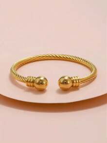 Minimalist Versatile Stainless Steel Cylinder Bracelet - Yellow Gold - View 1