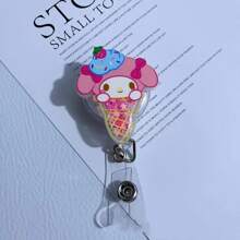 Sanrio 3pcs Sanrio Hello Kitty Cute Glitter Acrylic Nurse Teacher Badge Holder, Cartoon Fruit Badge Reel, Retractable ID Card Holder, Suitable For Teachers, Doctors, Nurses, Business Meetings, School Offices, Easter, Easter Gifts