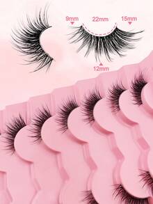 7 对半睫毛猫眼带透明带纤细假睫毛自然外观 3/4 角睫毛短点缀睫毛带透明带条状睫毛、睫毛、睫毛、假睫毛 - 黑色 - 查看 5