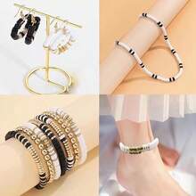 24 块软粘土砖、字母珠、隔珠套装、棕色调、高端 DIY 手链制作用品