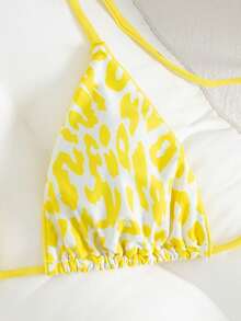 2pcs Women's Leopard Print Tie-Up Sexy Bikini Set, Suitable For Beach Vacation, Summer 2025