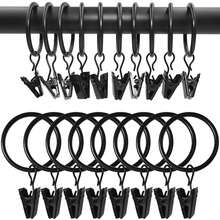 10pcs/40pcs Curtain Rings With Clips, Window Curtain Clip Rings, 1.26 Inch Inner Diameter, Suitable For Living Room Curtain Rods, Bathroom Curtain Rods, Curtain Rods, Easy To Use, Gold, Black, Silver - Multicolor - View 10