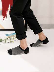 5 Pairs Men's Mesh Invisible Boat Socks Striped Silicone Socks, Invisible Summer Socks - Multicolor - View 2