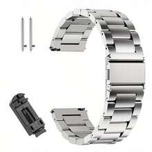 Correa de reloj de 18mm, 20mm, 22mm, correa de reloj de acero inoxidable, repuesto de correa de reloj para smartwatch, reloj tradicional, Garmin Ticwatch Fossil - Plateado - Ver 2