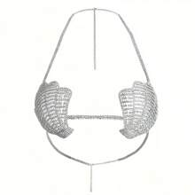 1pc Sexy Seashell & Rhinestone Decorated Bralette, Stylish Body Chain Jewelry For Beach, Nightclub Party, Women