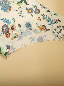 Pachet de 8 bucăți Chiloți triunghi pentru femei, fără sudură, cu margini ondulate, cu imprimeu floral, lenjerie de corp moale și netedă