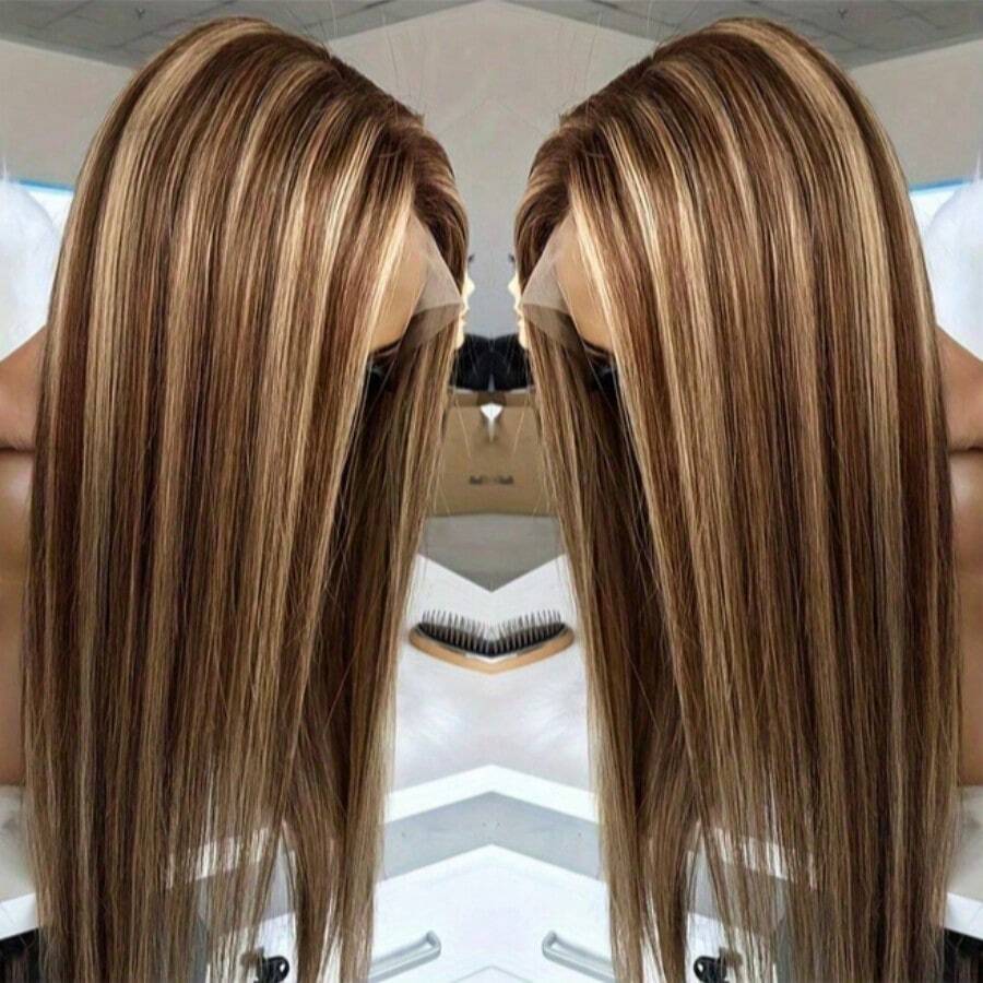 250% Density Ombre 13x4 Lace Front Wig Human Hair Highlight Wig Human Hair Straight 4/27 Honey Blonde Lace Frontal Human Hair Wig