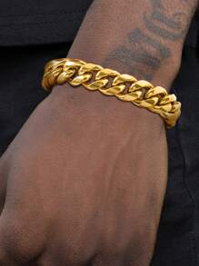 1 Stück minimalistisches Edelstahl Panzerkette Armband, Silber/Gold/Schwarz, modisches Geschenk für den besten Freund des Mannes