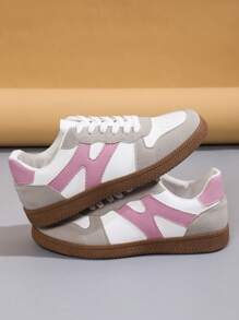 Women's New Spring/Autumn Water-Resistant Non-Slip Round Toe Low-Top Casual Shoes, Flat, Comfortable, Versatile, Contrast Color Sporty Casual Shoes, Retro Look Sneakers, For All Seasons
