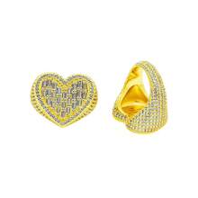 1 pièce Bague échelle pavée de zircone cubique, forme carrée et en forme de cœur pour homme et femme, bijou de style rétro, mode unique rock punk, cadeau d'anniversaire