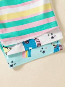 BrownBark 6 قطع/مجموعة ملابس كاجوال للبنات، ملابس علوية بطبعة ديناصور+توب أكمام قصيرة+شورت كاجوال، ملابس منزلية مريحة للأطفال