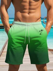 Shorts informales de playa para hombres con estampado 3D de estilo hawaiano - Secado rápido, cintura con cordón, perfectos para salidas de verano