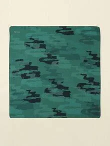 1 件简约印花 70 厘米方形围巾，新款春季头巾风格百搭女士腰带、装饰品、头巾、头巾、时尚披肩 - 墨綠色 - 查看 3