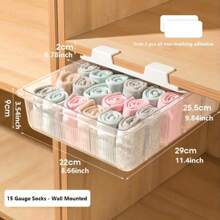 15 Grids Socks And Underwear Wall-Mounted Drawer Storage Box, Drawer Acrylic Storage Box Dustproof Storage Box For Socks And Underwear Tie